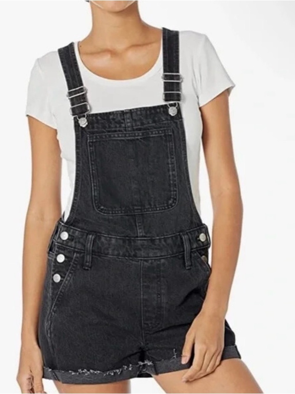 Madewell Adirondack Short Overalls Washed Black XXS Minimalist Sustainable Retro